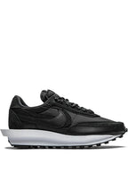 X Sacai Ldwaffle Black Nylon Sneakers