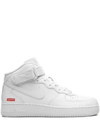 X Supreme Air Force 1 Mid Mini Box Logo White Sneakers