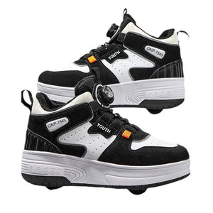 Mesh-panel Dual-wheel Walking Shoesessential Roller Skates For Kids